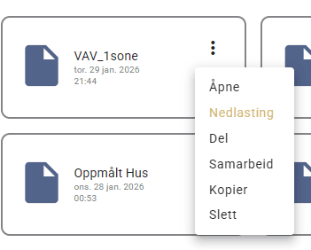 Nedlastingsmeny i SIMIEN Pro