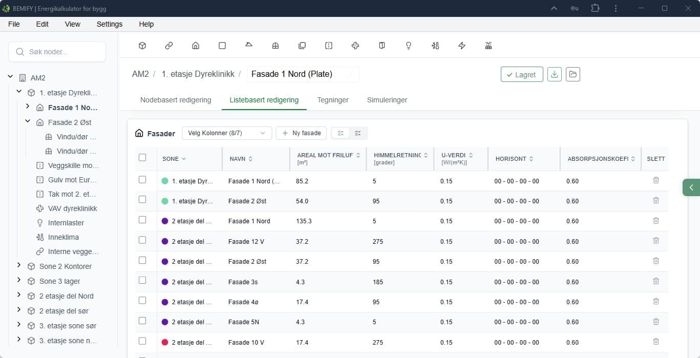 Bemify applikasjon - skjermbilde av ventilasjonssystem